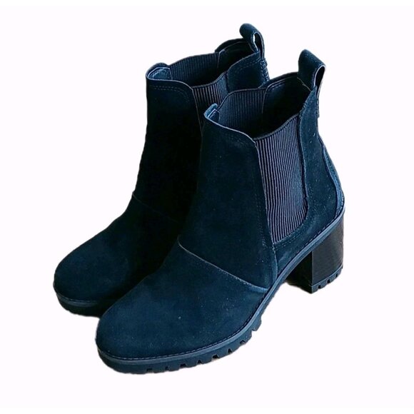 UGG Hazel Black Suede Chelsea Boots 6.5 Womens Waterproof Lug Sole Ankle Bootie - Picture 7 of 16